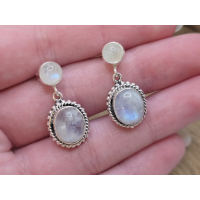 Echt Zilveren Maansteen oorbel stekers hangend 